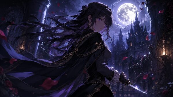 暗殺や復讐要素のある強い悪役令嬢漫画を表すダークファンタジーイメージ