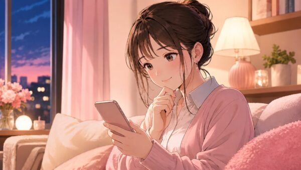 スマホで「なんで悪役になってないわけ」の漫画を探す20代女性