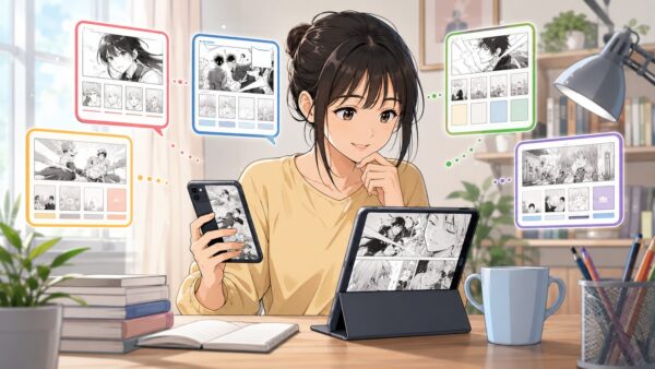 悪役令嬢の矜持を読める電子書籍サービスを比較する女性