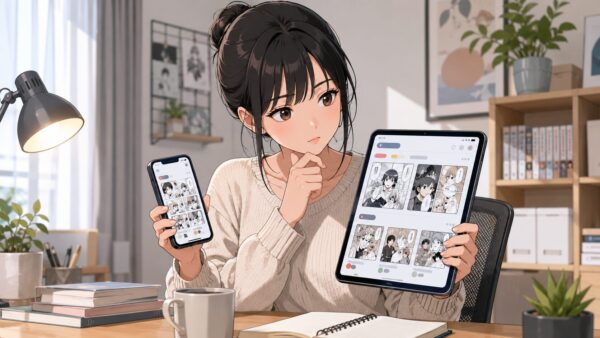 スマホとタブレットでさよならモラシタ夫の配信サービスを比較する日本人女性