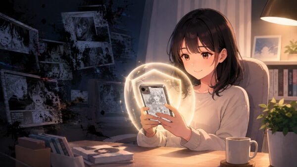 公式サービスで安全に漫画を読む日本人女性