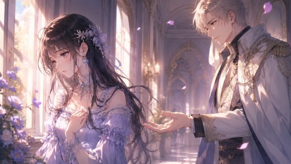 婚約破棄で傷ついたサフィアにルーファスが手を差し伸べる契約結婚の場面