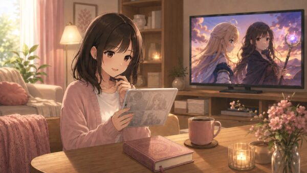 タブレットと小説とテレビアニメで悪役令嬢作品を楽しむ日本人女性