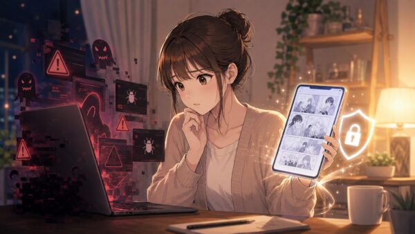 違法サイトの危険を避け安全な電子書籍を選ぶ日本人女性