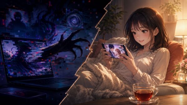 違法サイトを避けて安全に電子漫画を読む女性